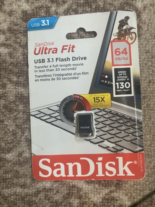 Флеш - накопичувач SanDisk USB 3.1 Ultra Fit 64Gb (130Mb/s) Black