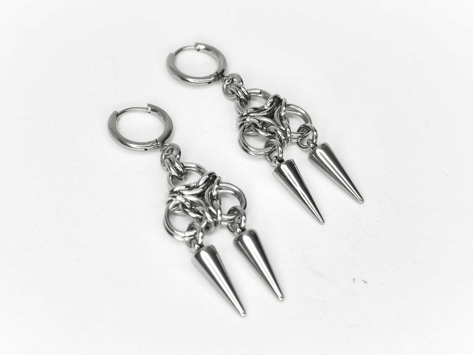 Kolczyki chainmaille z kolcami gothic punk cyber goth industrial