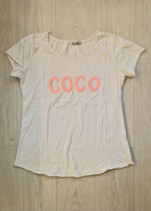Biały tshirt bluzka wyszywana coco s/m