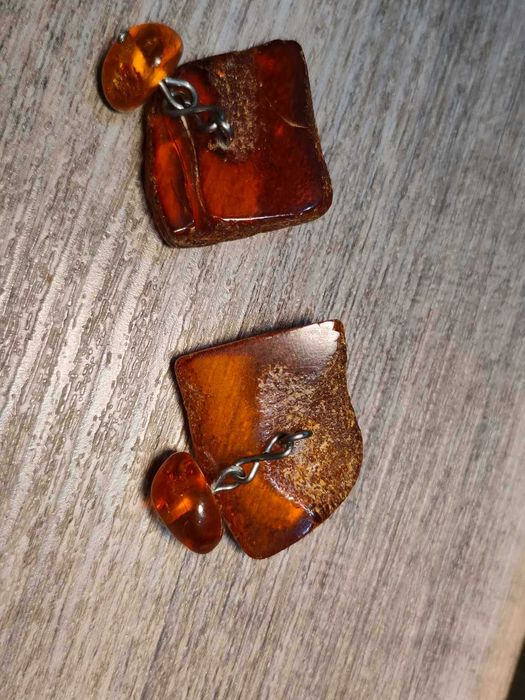 Запонки крупные янтарь СССР