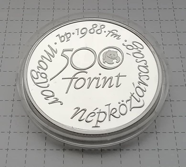 Угорщина 500 Форинтів 1988р. СРІБЛО.ПРУФ.Всесвітній фонд дикої природи