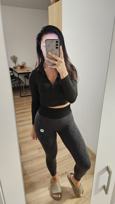 Gym Glamour legginsy grafitowe XS | wężowy print | nowe