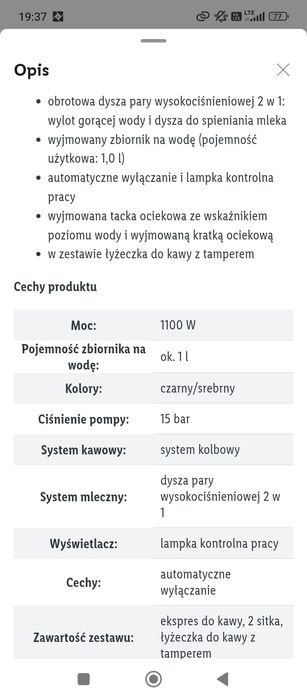 Ekspres do kawy ciśnieniowy