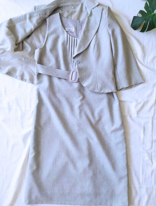 Zestaw komplet sukienka bez rękawów marynarka żakiet plus size Helena