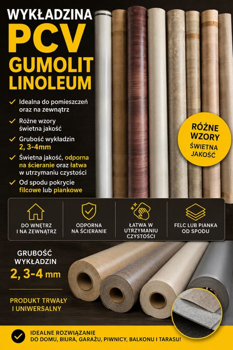 Wykładziny PCV, Gumolit, Linoleum, różne wzory