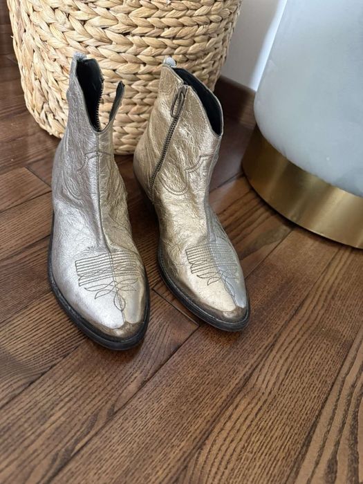 Golden Goose оригінал Італія срібні золоті шкіряні козаки ботинки