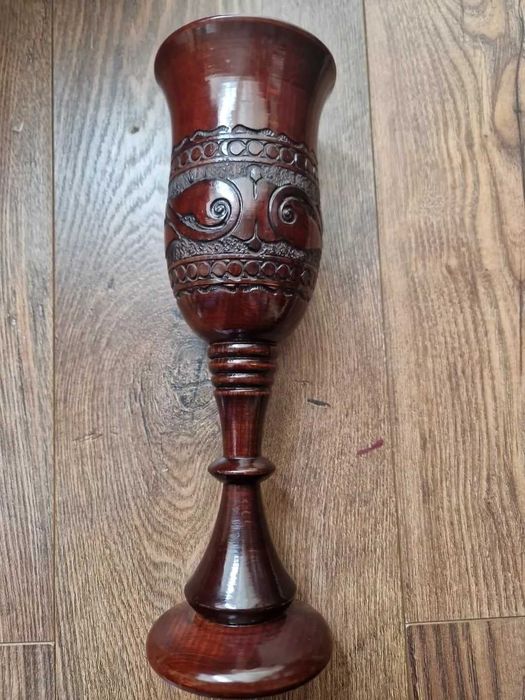 Taça Cálice 28 cm Medieval em madeira decoração Colecionador Gral