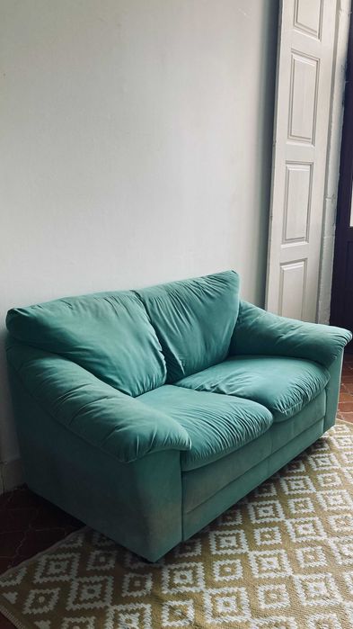 Sofá Azul Água Aveludado