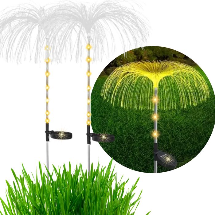 LAMPA Solarna Ogrodowa MEDUZA Wbijana ŚWIATŁOWODOWA Zestaw 2 szt.