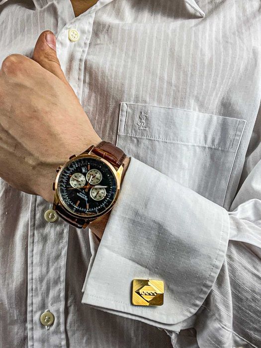 Biała koszula męska Yves Saint Lauren YSL spinki garnituru elegancka L