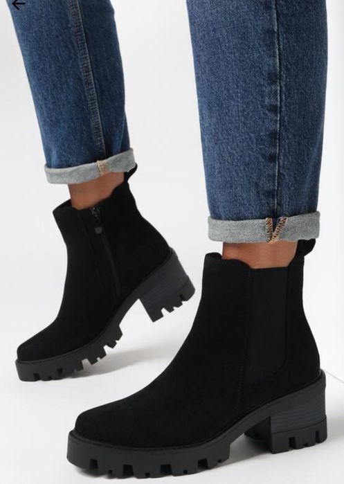 Botki czarne zamszowe