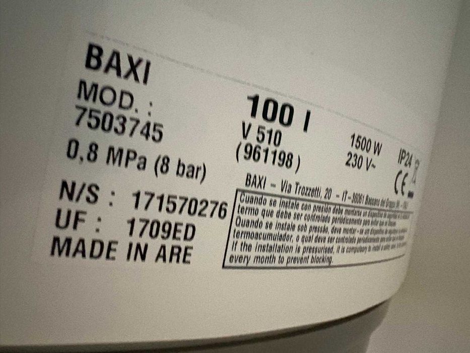 Termoacumulador BAXI ROCA 100L