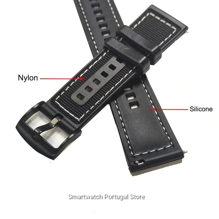 Braceletes 22mm, em Silicone e Nylon : Várias cores