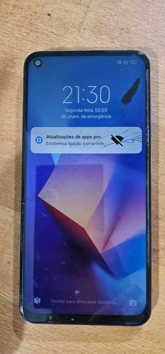 Xiaomi Redmi Note 9 - funciona bem, tem ecrã partido - 128Gb/4Gb