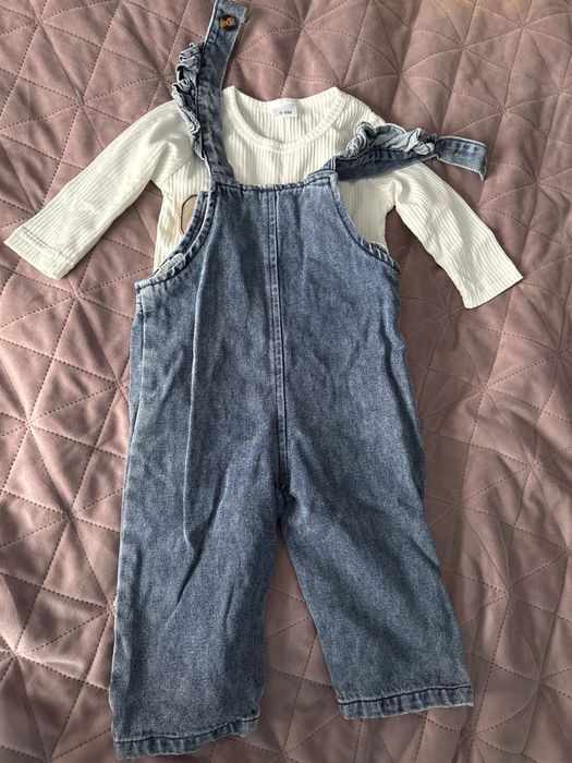 Комплект лонгслів і комбінезон джинсовий 74-80розмір