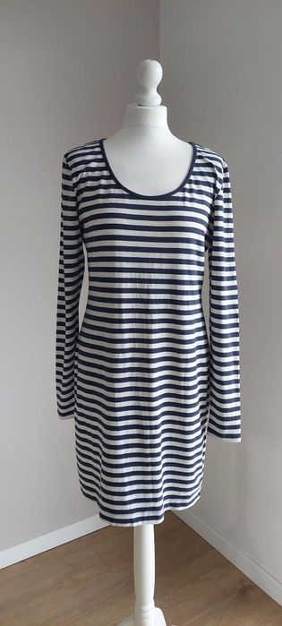 H&M basic r.L bawełniana sukienka w pasy / codzienna