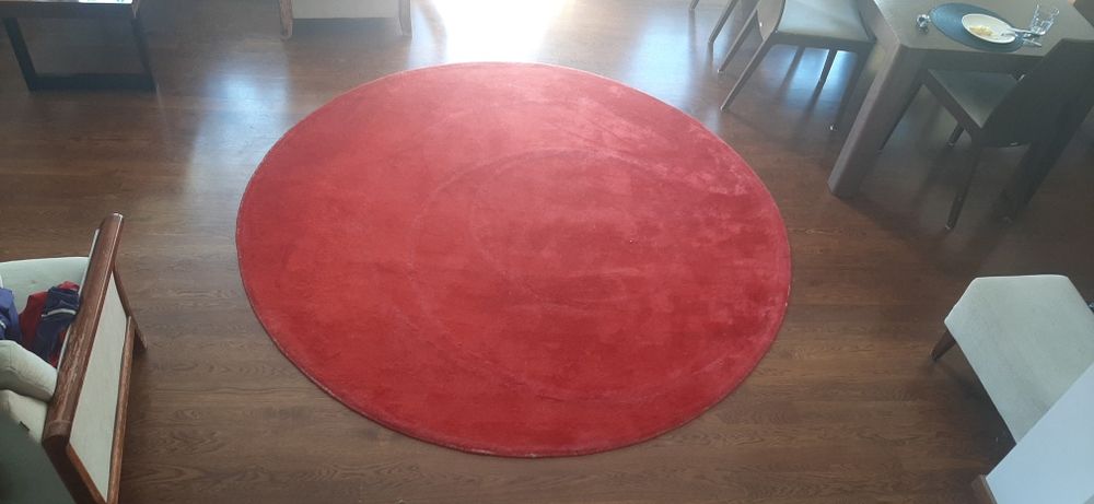 Gruby wełniany dywan okragly śr 220 cm