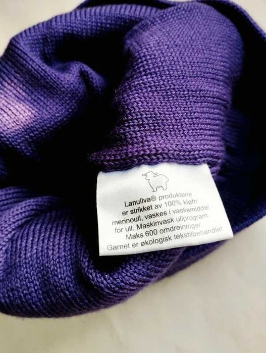 Czapka merino fioletowa