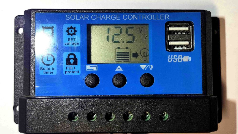 Regulador Painel solar Carga Bateria 12V 24V PWM 20A Visor