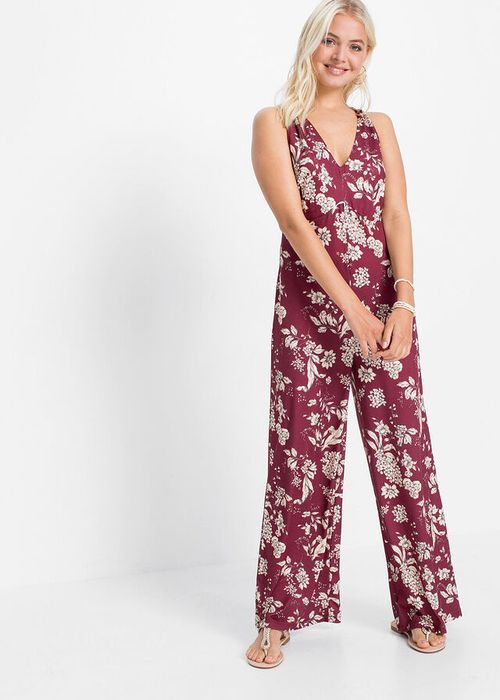 AG9563 bordowy kombinezon we wzory r.44/46