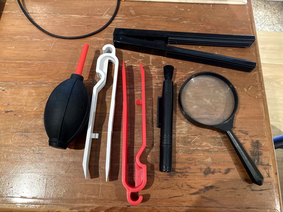 Acessórios de revelação de fofotgrafia.