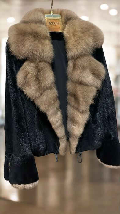 LUX Шуба норкова BLACK GLAMA Італія бомбер автоледі  С-М-Л