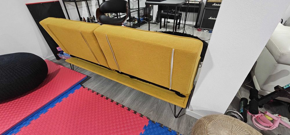 Sofá cama em tecido