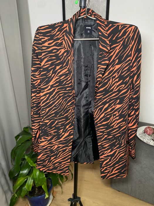 Brązowa marynarka zebra, XS, Sinsay