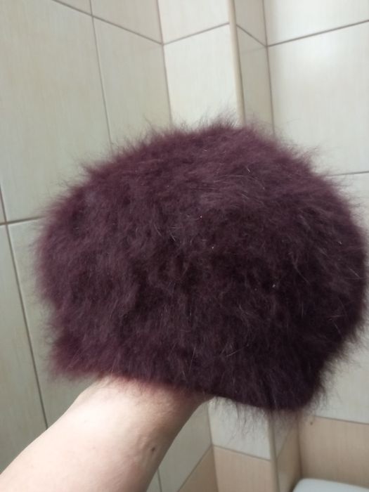 Beret bordowy dla dziewczynki moherowy