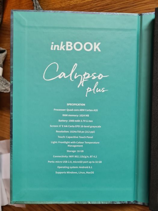 Czytnik e-booków INKBOOK Calypso Plus 6", Podświetlany ekran, Wi-Fi, B