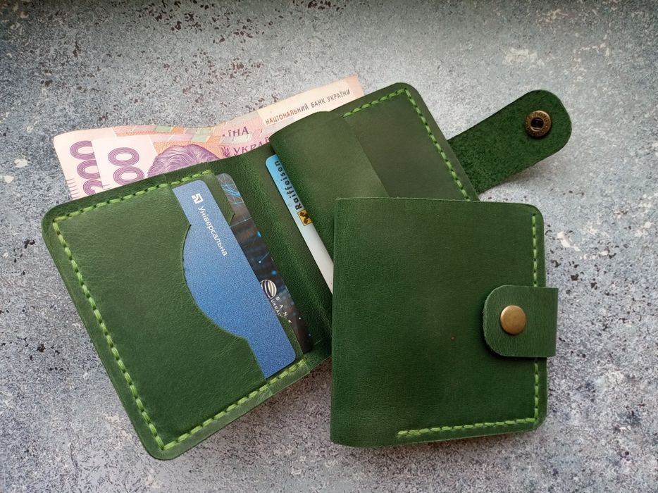 Шкіряний гаманець портмоне кожаный бумажник кошелек зажим біфолд акція