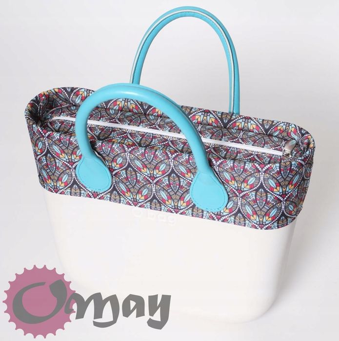 organizer OBAG MINI +OPASKA mozaika róż turkus żółty 2 kieszenie OMAY