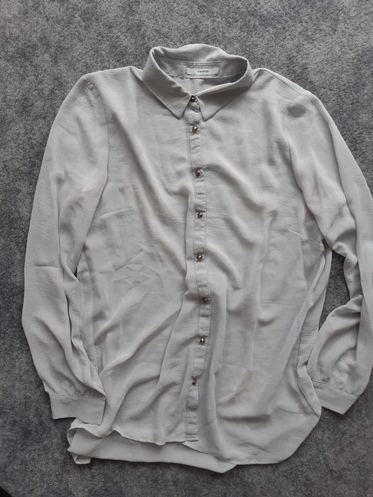 Koszula mgiełka szara złote miedziane guziki kolce XL XXL