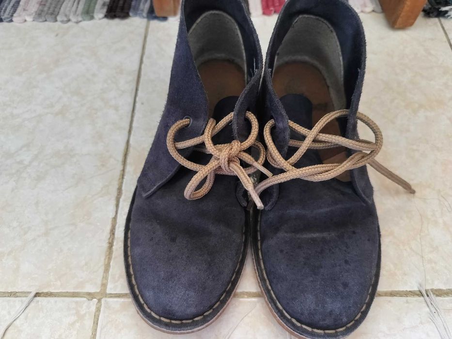 botas de camurça azuis, número 35
