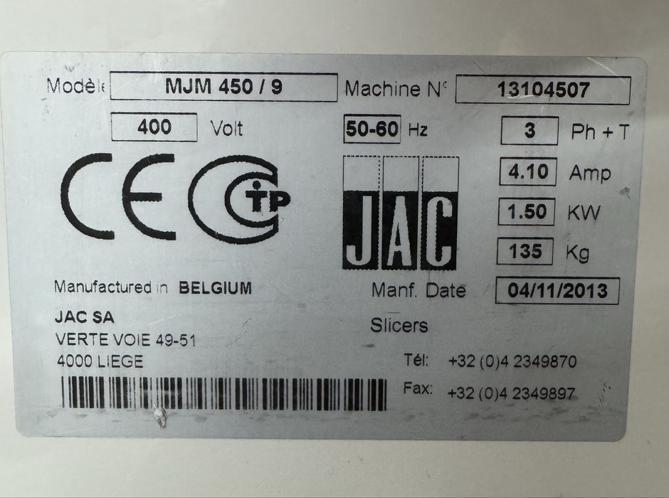 Хліборізка, хліборізальна машина Jac MJM 450/9