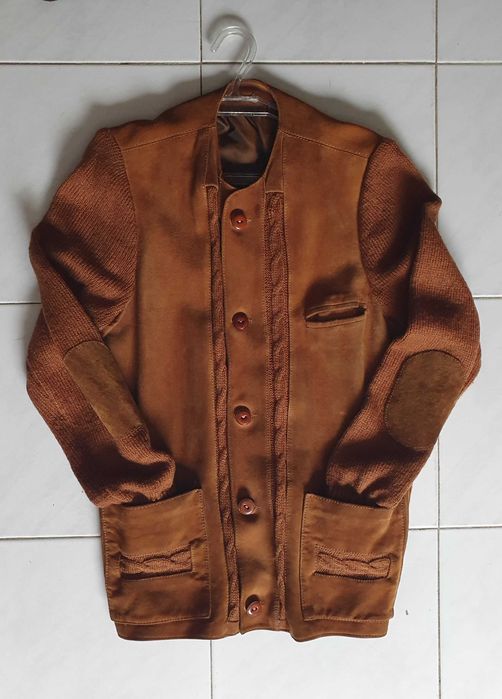 Raro Casaco / Blazer vintage, de pele de Antílope e Malha - Anos 60/70