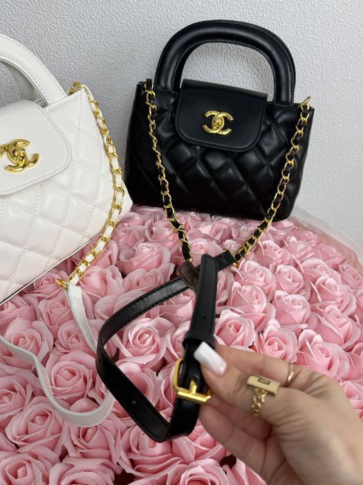 Сумка  chanel, шанель, біла та чорна