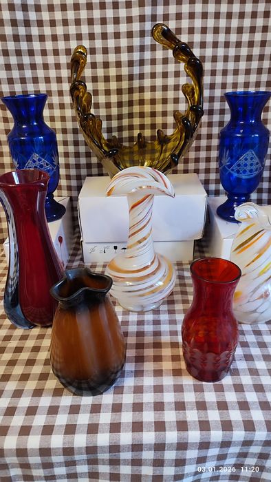 Вінтажні скляні вази для квітів,