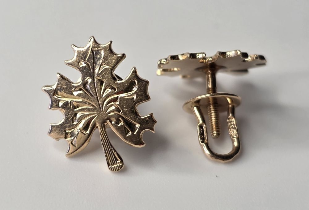 Золотые серьги пуссетыссср листики