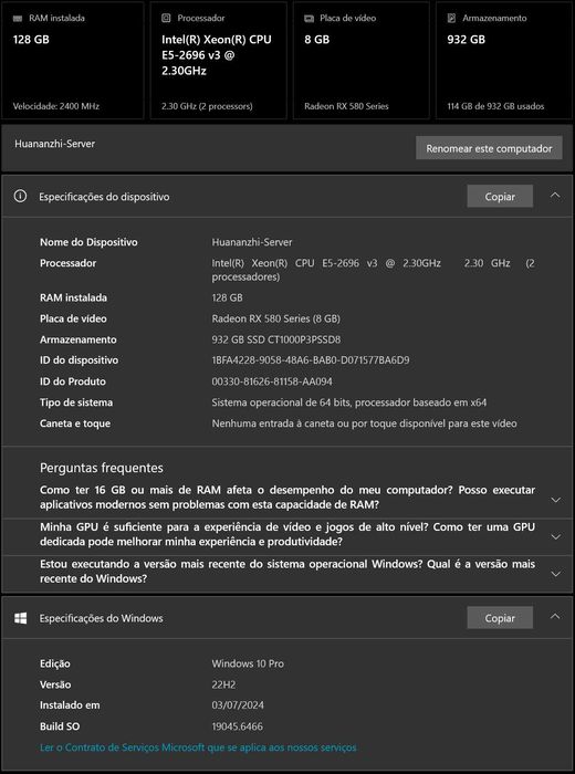 Servidor HUANANZHI F8D PLUS + 2 Xeon E5 2696 V3 + 128GB Samsung RECC