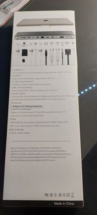 Adaptador MST-USB C Docking station, 12 em 1