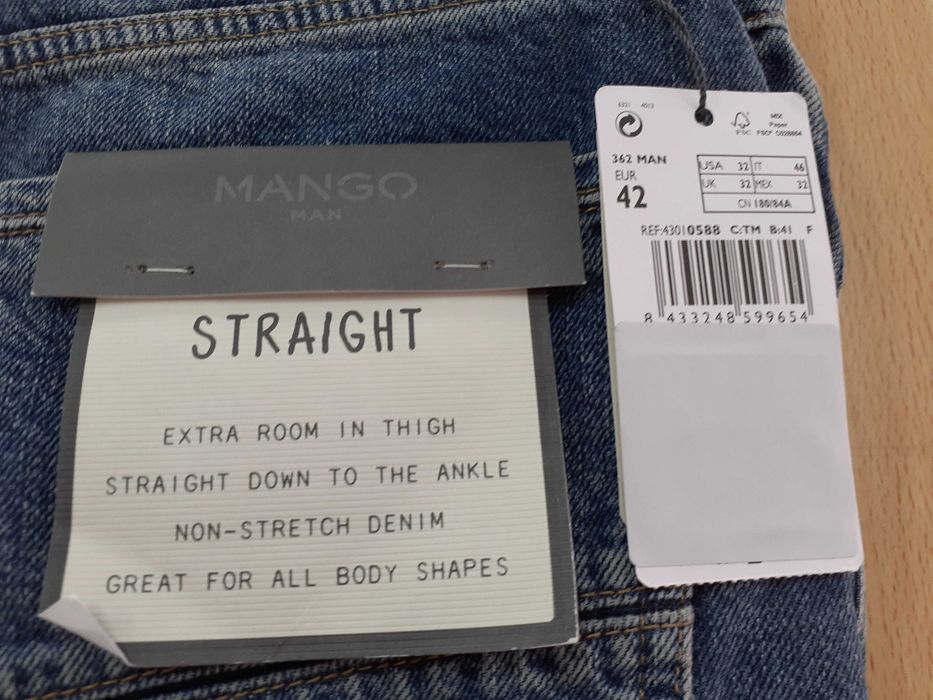 Calças de Ganga Mango MAN Steve Straight Fit Jeans - Novas