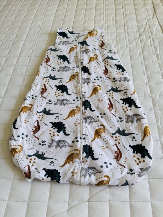 Śpiworek do spania dinozaury 0-6 m 56-68 cm. TU bawełna