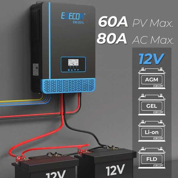 Inversor Solar Híbrido EDECOA 2000w 12v-220v