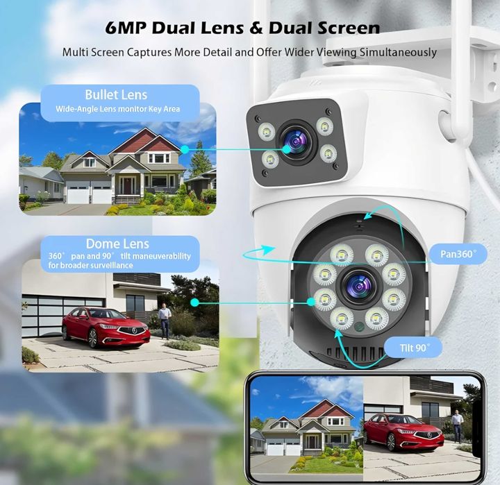 Kamera zewnętrzna obrotowa WiFi PTZ GUOAN VISION A1 podwójna 6MP