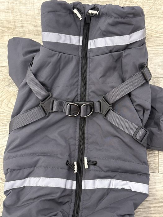 Теплий, сірий, зимовий комбінезон для собак 2xl. Куртка, зимовий одяг