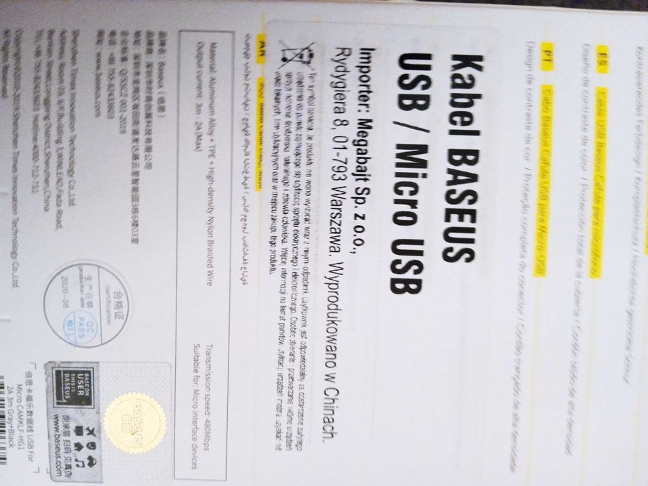 kabel USB/MICRO USB..3m dlugosci sznurkowej