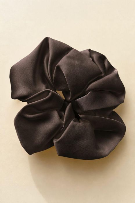 Gumka do włosów 5 cm Scrunchie czekoladowa jedwabna