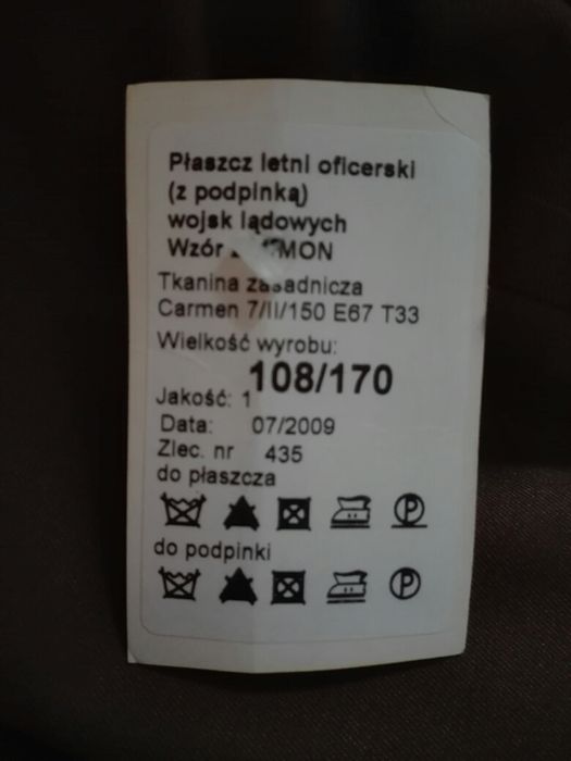 Płaszcz letni oficerski wojsk lądowych nowy.
