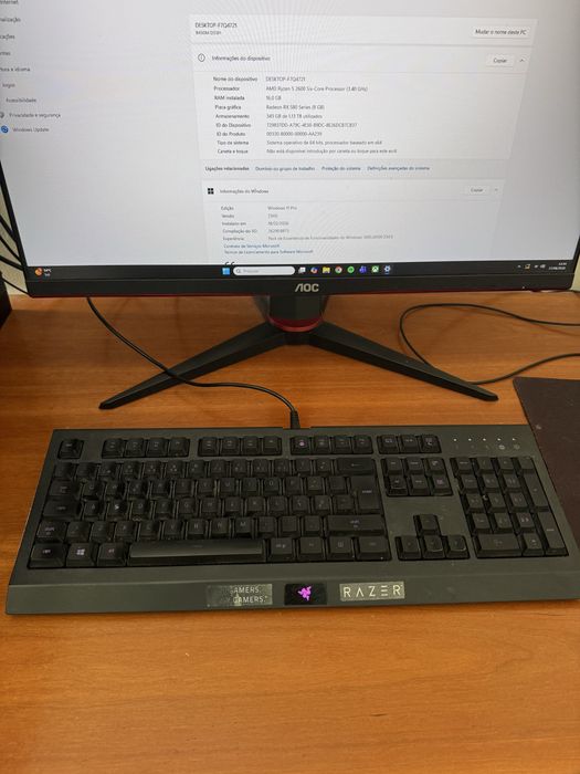 PC Gaming + Monitor AOC + Periféricos | Ryzen 5, RX 580 8GB, 16GB RAM, 1.1TB SSD/HDD